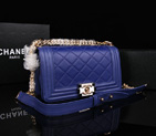 2014 Le Boy Chanel Flap Shoulder Bag Original Calf Leather A67086 Blue A67086