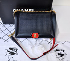 2014 Le Boy Chanel Flap Shoulder Bag in Original Calf Leather A5627 Dark Blue A5627