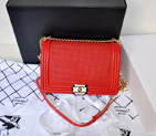 2014 Le Boy Chanel Flap Shoulder Bag in Original Calf Leather A5627 Red A5627