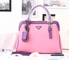 2014 Newest style Prada Hobo Boston tote bags BN0912 in Pink with Purple Original Clafskin Leather BN0912