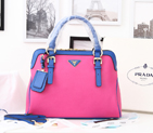 2014 Newest style Prada Hobo Boston tote bags BN0912 in Rose with Blue Original Clafskin Leather BN0912