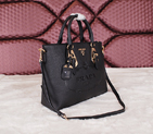 2014 Prada Calfskin Leather Tote Bag BN2645 Black BN2645