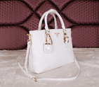 2014 Prada Calfskin Leather Tote Bag BN2645 White BN2645