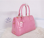 2014 Prada Iridescent Leather Boston Bag BN2318 Pink BN2318