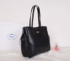 2014 Prada Soft Calf Leather Tote Bag BR5104 Black BR5104