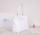 2014 Prada Soft Calf Leather Tote Bag BR5104 White BR5104