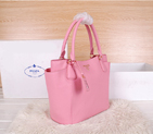 2014 Prada Vitello Daino Tote Bags Grainy Leather BR2435 Pink BR2435