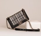 2015 Boy Chanel Fabric Flap Shoulder Bag A67086 Black A67086