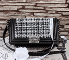 2015 Boy Chanel Fabric Flap Shoulder Bag A67086 Black A68036