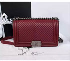 2015 Boy Chanel Flap Shoulder Bag Herringbone Stitching A92493 Claret A92493