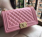 2015 Boy Chanel Flap Shoulder Bag Original Caviar Leather A67086 Pink with Gold A67086