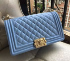 2015 Boy Chanel Flap Shoulder Bag Original Caviar Leather A67086 SkyBlue with Gold A67086