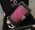 2015 Boy Chanel Flap Shoulder Bag Python Leather A66095 Black&Rose A66095