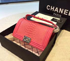 2015 Boy Chanel Flap Shoulder Bag Python Leather A66095 Rose&Pink with Silver A66095