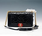 2015 Boy Chanel Flap Shoulder Bag in Patent Leather A6853 Black A6853