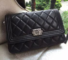 2015 Boy Chanel WOC mini Flap Bag Black Original Sheepskin leather A33808 A33808