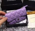 2015 CHANEL Chanel A69080 Matt Sheepskin leather coin case with card case Lavender Gold metal A69080
