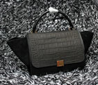2015 Celine Trapeze Bag Croco Leather C3345 Black C3345