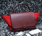 2015 Celine Trapeze Bag Original Leather C3345 Burgundy&Red C3345