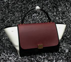 2015 Celine Trapeze Bag Original Leather C3345 Burgundy&White&Black C3345