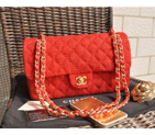 2015 Chanel 2.55 Series Classic Flap Bag Fabric 1112 Red 1112