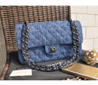 2015 Chanel 2.55 Series Classic Flap Bag Fabric 1112 Royal 1112