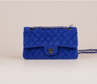 2015 Chanel 2.55 Series Classic Flap Bag Velvet 1112 Blue 1112