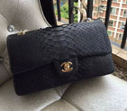 2015 Chanel 2.55 Series Flap Bag Genuine Python Leather 1112 Black 1112