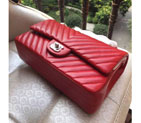 2015 Chanel 2.55 Series Flap Bag Original Sheepskin Chevron Leather A1112 Red A1112