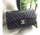 2015 Chanel 2.55 Series Flap Bag Original Sheepskin Leather 1112 Black with Light Silver 1112