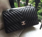 2015 Chanel 2.55 Series Flap Bag Original Sheepskin Leather 1112 Black with Silver 1112