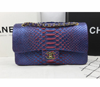 2015 Chanel 2.55 Series Flap Bag Original Snake Leather 1112 Blue 1112