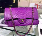 2015 Chanel 2.55 Series Flap Bag Python Leather A1112 Purple with Gold A1112