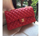 2015 Chanel A1112 Flap Bag Original Sheepskin Leather Red with Gold A1112