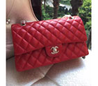 2015 Chanel A1112 Flap Bag Original Sheepskin Leather Red with Silver A1112