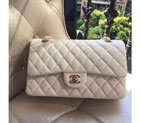 2015 Chanel A1112 Flap Bag Original Sheepskin Leather White with Gold A1112