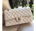 2015 Chanel A1112 Flap Bag Original Sheepskin Leather White with Silver A1112