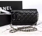 2015 Chanel A33814 Black Original Leather Mini Flap Bag Silver A33814