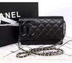 2015 Chanel A33814 Black Sheepskin Leather Mini Flap Bag Silver A33814