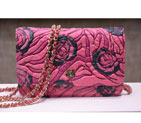 2015 Chanel A33814 Pink Original Rose pattern Sheepskin Leather mini Flap Bag Gold A33814