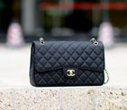 2015 Chanel A58600 Caviar leather Classic Flap Bag in Black with Gold A58600