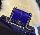 2015 Chanel Boy Flap Shoulder Bag Python Leather A66094 Blue A66094