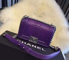 2015 Chanel Boy Flap Shoulder Bag Python Leather A66094 Purple A66094