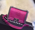 2015 Chanel Boy Flap Shoulder Bag Python Leather A66094 Rose A66094