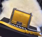 2015 Chanel Boy Flap Shoulder Bag Python Leather A66094 Yellow A66094