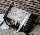 2015 Chanel Boy Flap Shoulder Bag White Original Snake Leather A67086 Gold A68036
