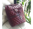 2015 Chanel Burgundy Original Leather Backpack Embellished With a cc Signature A92961