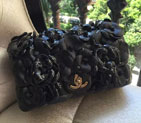 2015 Chanel Camellia Flap Bag Original Sheepskin Leather A92787 Black A92787