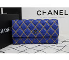 2015 Chanel Camellia Tri-Fold Wallet Original Leater A50084 Blue A50084