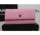 2015 Chanel Camellia Tri-Fold Wallet Original Leater A50084 Pink A50084